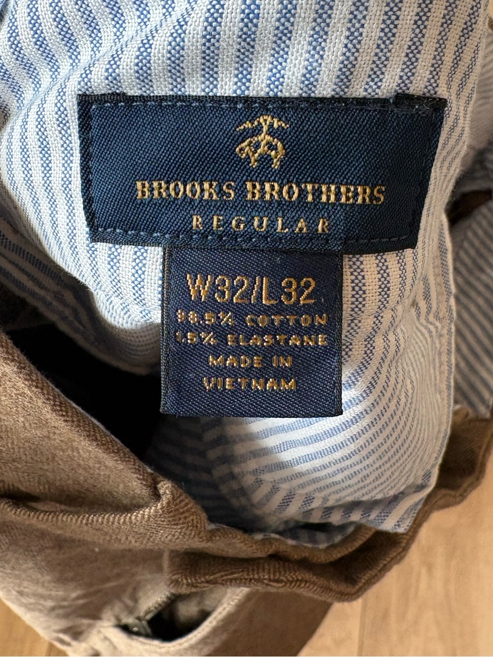 Brooks Brothers Regular Fit Herringbone Chino Pants Brown Taupe 32x32 - Picture 5 of 5